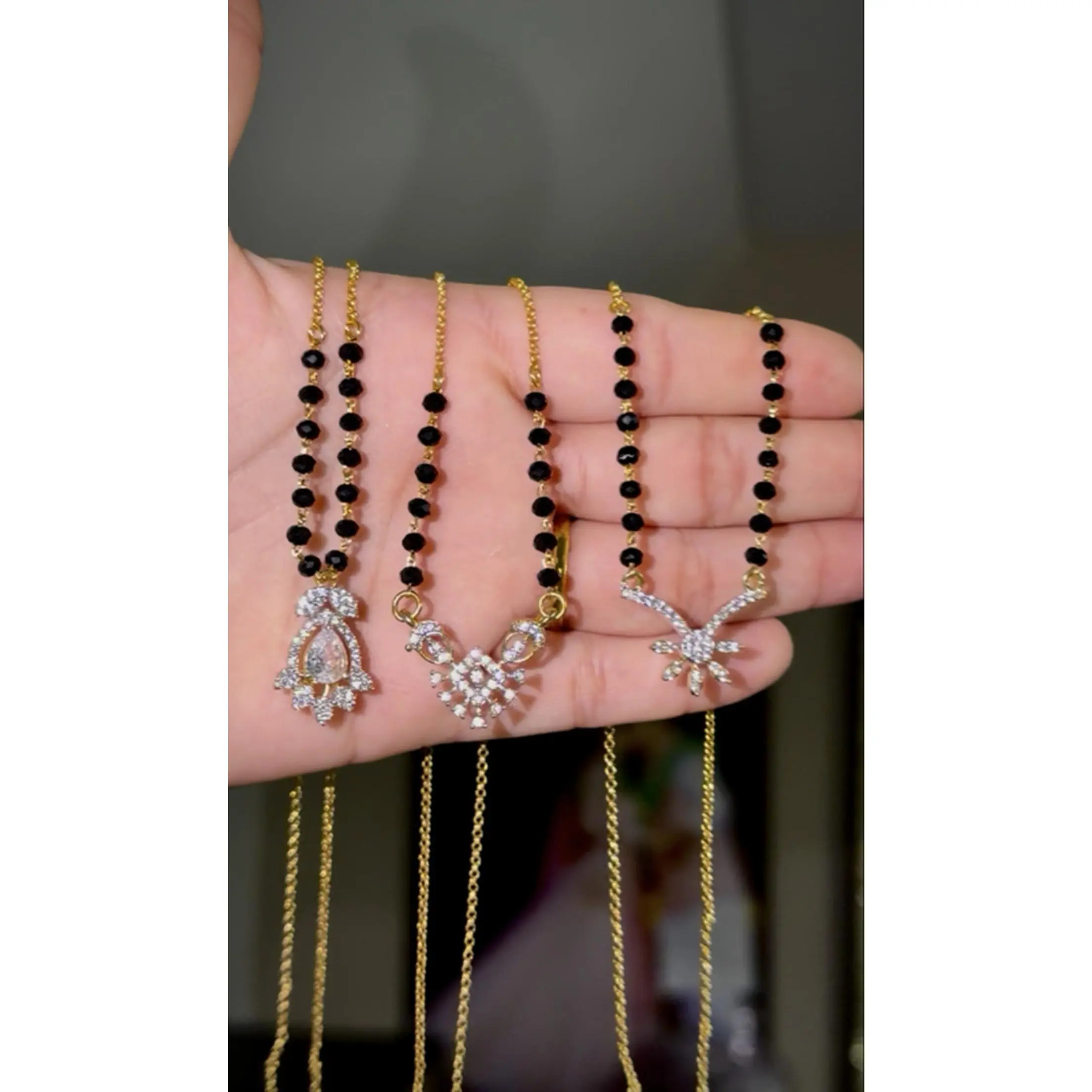 Panchadatu Daily Use Mangalsutra - Elegant Black Beads & Gold Chain - Perfect for Everyday Wear - Traditional Jewelry