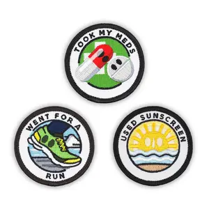 Adulting Merit Badge Embroidered Iron-On Patches (Health - Set 4)