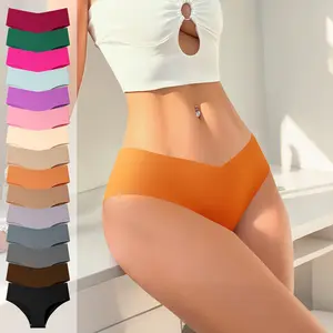 Hotcom Women's 15Pcs Basic Smooth Ice Silk Briefs, Lady's Comfortable Seamless Solid Color Underwear, Breathable Everyday Daily Wear Fashion Panties in Multiple Colors