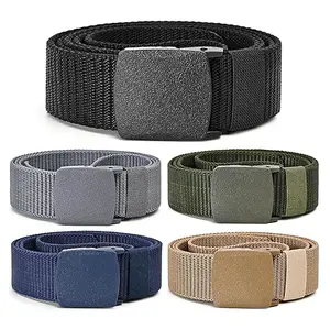 2PCS Casual Nylon Minimalism Slide Waist Band Multifunctional Tactical Ratchet Men Belt Universal Size 47 Inches Trim To Fit No Hole Design Easier Adjustabl With Durable Square Plastic Automatic Buckle Lightweight Breathable Elastic Girdle