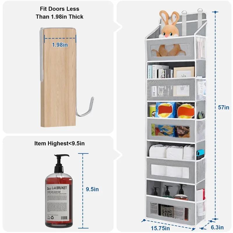 Over The Door Organizer Storage-5-Tier Hanging Organizer with 10 Large Pockets, Anti-Tilt Design, 44 lb Capacity for Bedroom, Bathroom, Baby Product Ptorage，Dormitory Storage，Back to School Must Have