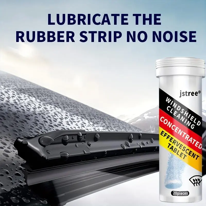 Jstree Universal Windshield Cleaning Concentrated Effervescent Tablets - 20 Pack, Removes Oil Stains for All Seasons