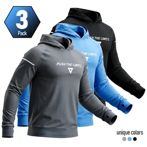 Men's Casual Hooded Sweatshirt Set 3-Pack Soft, Breathable Pullover with Print,thumb hole Design sports Tee, Loose Fit for Fall/Winter Long Sleeve