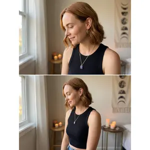 Midnight Solstice Square Drop Necklace Natural Crystal Energy Pendant on Adjustable Gold Plated Chain for Spiritual Outfits Everyday Protection Jewelry Accessories Women jewellery