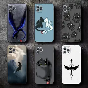C-Cartoon T-Toothless Phone Case For iPhone 16,15,14,13,12,11,Plus,Pro Max,XS,X,XR,SE,Mini,8,7 Soft Silicone Black Cover