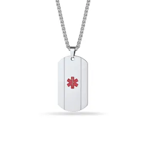 PROSTEEL Stripe Tag Medical Pendant Necklace Stainless Steel Emergency Necklaces Jewelry Unisex For Men Women with Gift Box