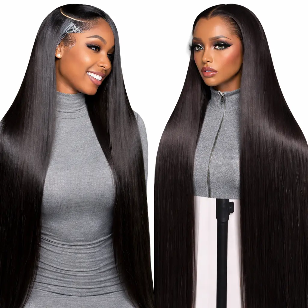 ERQQ Women's 13x6 HD Lace Front Wig - 30in Long Silky Straight Heat Resistant Synthetic Hair, 200% Density, Pre-Plucked Clean Hairline, Female-Friendly with Headband, Tape, Clip Options