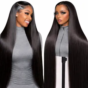 ERQQ Hair Synthetic Lace Front Wig Long Silky Straight Wig HD Pre-Plucked Vivid Self Growing Clean Hairline with Tiny Knots Synthetic Heat Resistant Fiber for Daily Use 30inch 200% Density