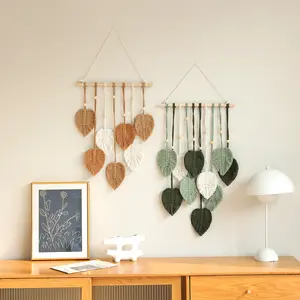 2pcs handmade woven hangings, wall hangings, leaf decorations, children's room hangings, holiday gifts Ornaments Hangable Macrame