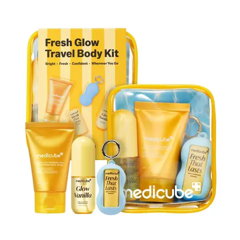 [medicube] Fresh Glow Body Kit | Travel-Ready Hair & Body Set | Mini body wash, deodorant and hair & body fragrance mist for fresh glow body. Kojic Acid for Brightening[