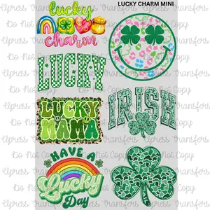 Lucky Charm Mini DTF Transfer Gang Sheet 24.5" Wide x 36" Long Direct To Film Trendy Vibrant Designs for Stylish Wardrobe