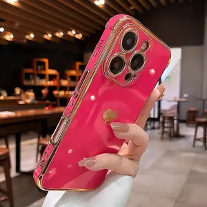 Electroplated Heart 17PromaxCase iP16 Pro Max New Full Cover Case 15 14 13 12 Protector Screen Protector Protective Cellphone Smartphone Protection Casing Shockproof [Elegant White]