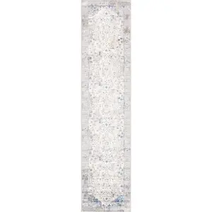 Canvello Light Grey Fabric Area Rug- 2'6" X 6'
