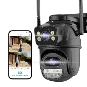Security Camera Outdoor 2.4G WiFi PTZ Outdoor Camera Dual Lens Home Security Cameras Linkage 360°View 4MP Plug-in Cable Two-Way Talk,AI Detection,Full-Color Night Vision,Auto Tracking,24/7 Recording