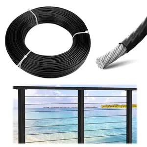Muzata 1/8" T316 Black Vinyl-Coated Wire Rope WR22
