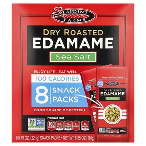 Seapoint Farms Dry Roasted Edamame, Sea Salt, 8 Snack Packs, 0.79 oz (22.5 g) Each