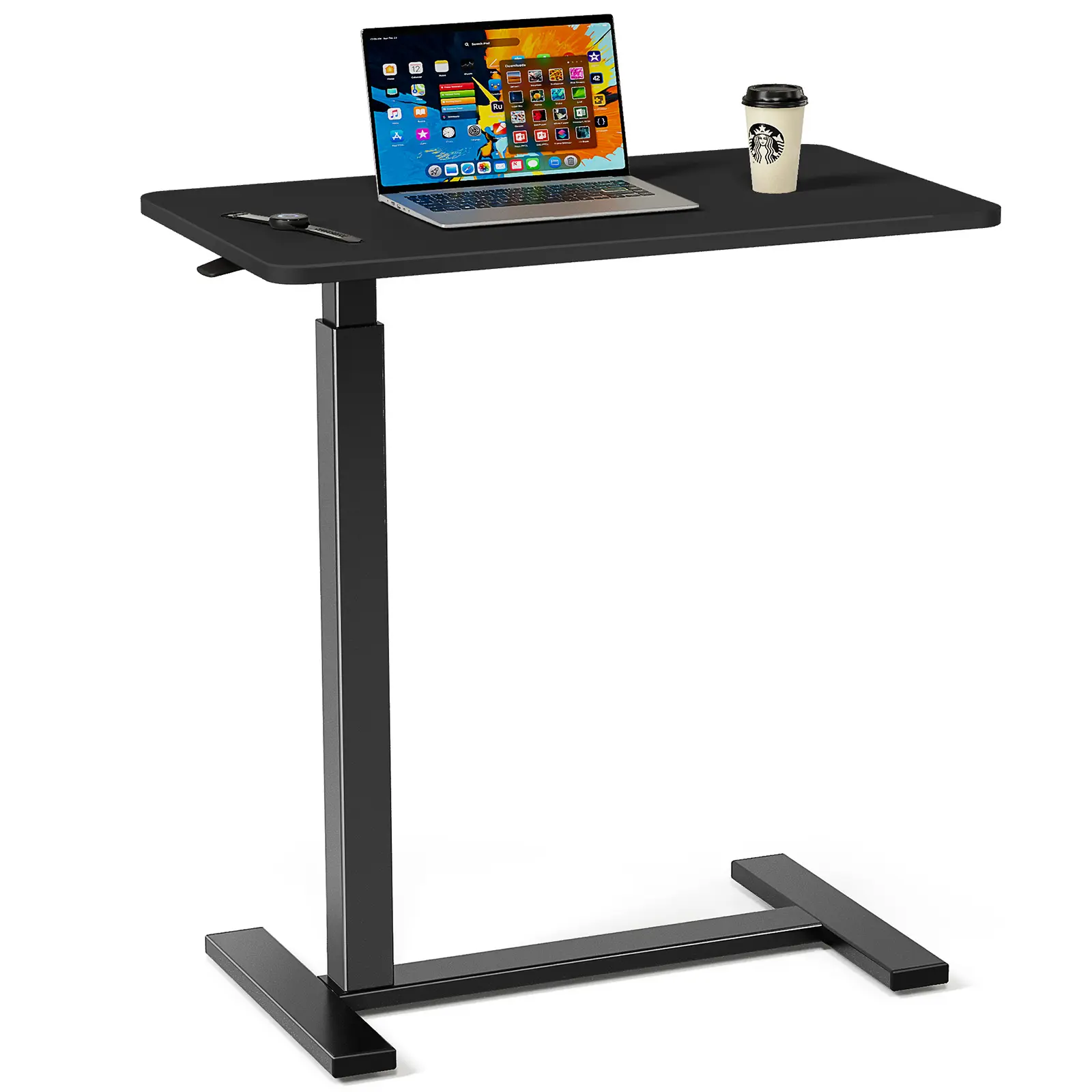 Sweetcrispy Height-Adjustable Wheeled Sit-to-Stand Bedside Table - Laptop-Friendly, Multi-Functional Nightstand, Rolling Desk for Bedroom, Portable Indoor Furniture