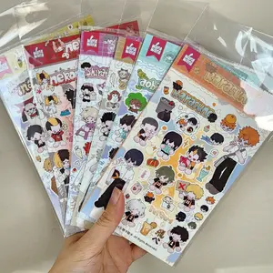 kawaii character sticker sheet, glossy sticker sheet, waterproof sticker sheet