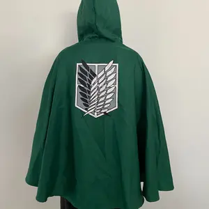 Attack on Titan Survey Corps Cloak AoT Clothing for Anime Manga Fans Cosplay Costume Green Hooded Cape Tops