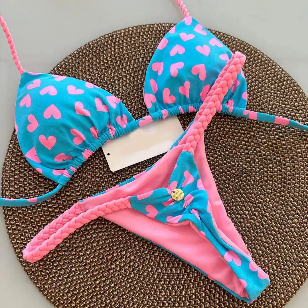 New Women's Bikini Split Print Swimwear Fashion G-string Beach Holiday summerwins