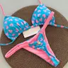 Women's Cheeky Wire-Free Thong Bikini Set - Plant-Print Style Cotton Swimsuits with Sewn-In Pads, Split Pattern for Holiday Sports & Outdoor Use