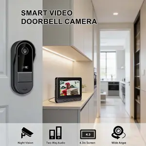 Smart Video Doorbell with Screen, Wireless Doorbell Camera, HD Wide Angle, Smart Voice Intercom, Dual Power Supply, Wall Mount