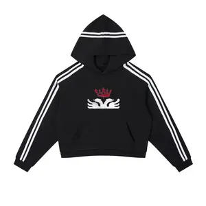 Contrast Side Stripe Cropped Hoodie