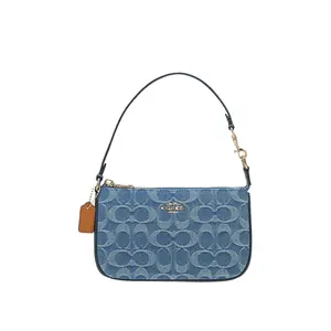 Coach Nolita 19 Denim Monogram Mahjong Shoulder Bag in Navy Blue for Women