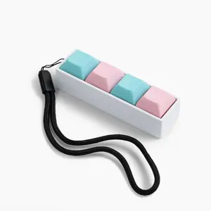 4-Key Mechanical Keyboard Fidget Toy with Fidget Friendly Band, White 4-Button Mechanical Switch, Adjustable Wrist Strap, Handmade Unisex Stress & Anxiety Relief ASMR Stim Toy