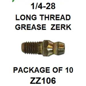ZZ106  1/4-28  GREASE  FITTING LONG THREAD (10PACK)