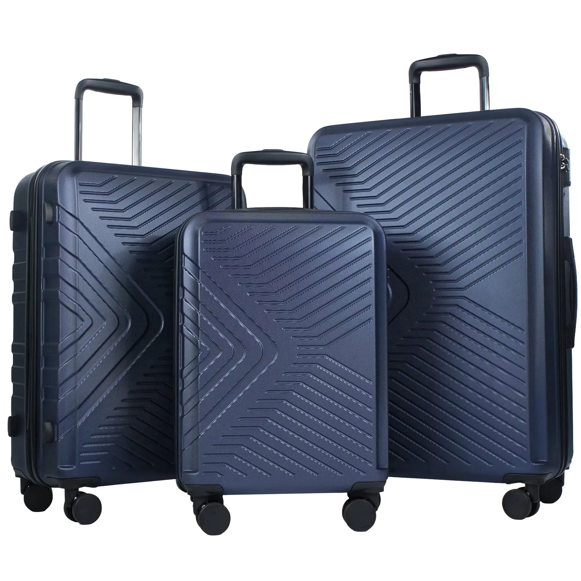 Navy Blue 3-Piece Hardshell Luggage Set, Lightweight Hardside Suitcases with TSA Lock, 360-Degree Spinner Wheels, 20in/24in/28in Sizes