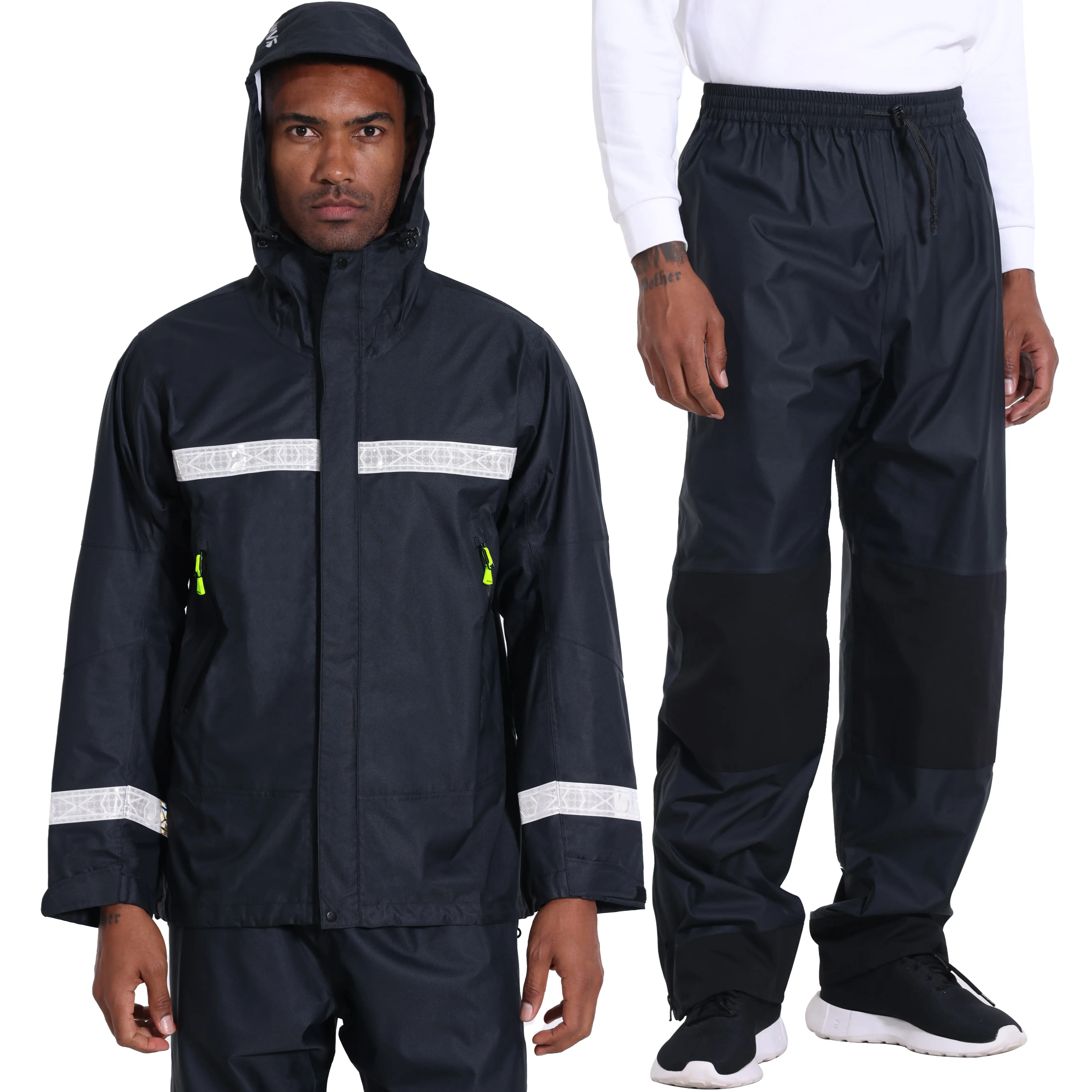 Men's Pro Fishing Rain Suit: Waterproof, Reflective Jacket and Pants Set - Durable Outdoor Gear