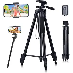 160cm/63 Adjustable Phone Tripod, Lightweight Portable Stand with Remote Shutter for   Smartphone & Camera