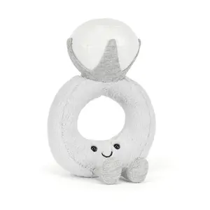 Jellycat Amuseables Diamond Ring Plush Toy, Ultra Soft Engagement Ring Stuffed Animal for Collecting, Display and Gifting
