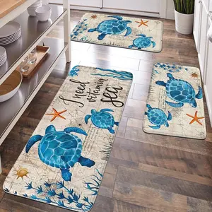 [Popular Choice]1PC, home decoration, room decoration, bathroom decoration, bathroom mat, bathroom mat, kitchen mat, turtle and starfish pattern mat, ocean style mat, soft and comfortable surface, and fatigue relief.