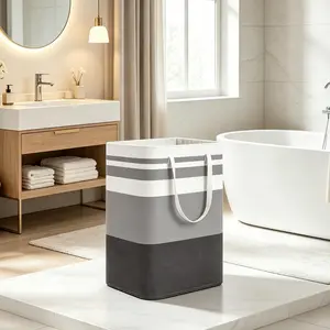 2 Pack Large Laundry Baskets, Waterproof,Freestanding Laundry Hampers,Collapsible Clothes Hamper with Reinforced Handles in Laundry Room,College Dorm,Bathroom,Foldable Stair Storage Basket with Handles,Home Organiser for Space-Saving Home Organization