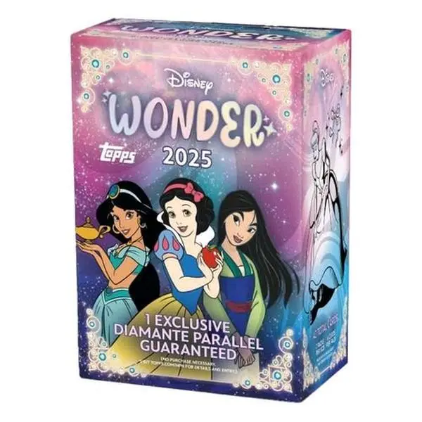 Disney Wonder Topps 2025 Value Box 7 Single Booster Packs with 1 Exclusive Diamante Parallel Card Guaranteed