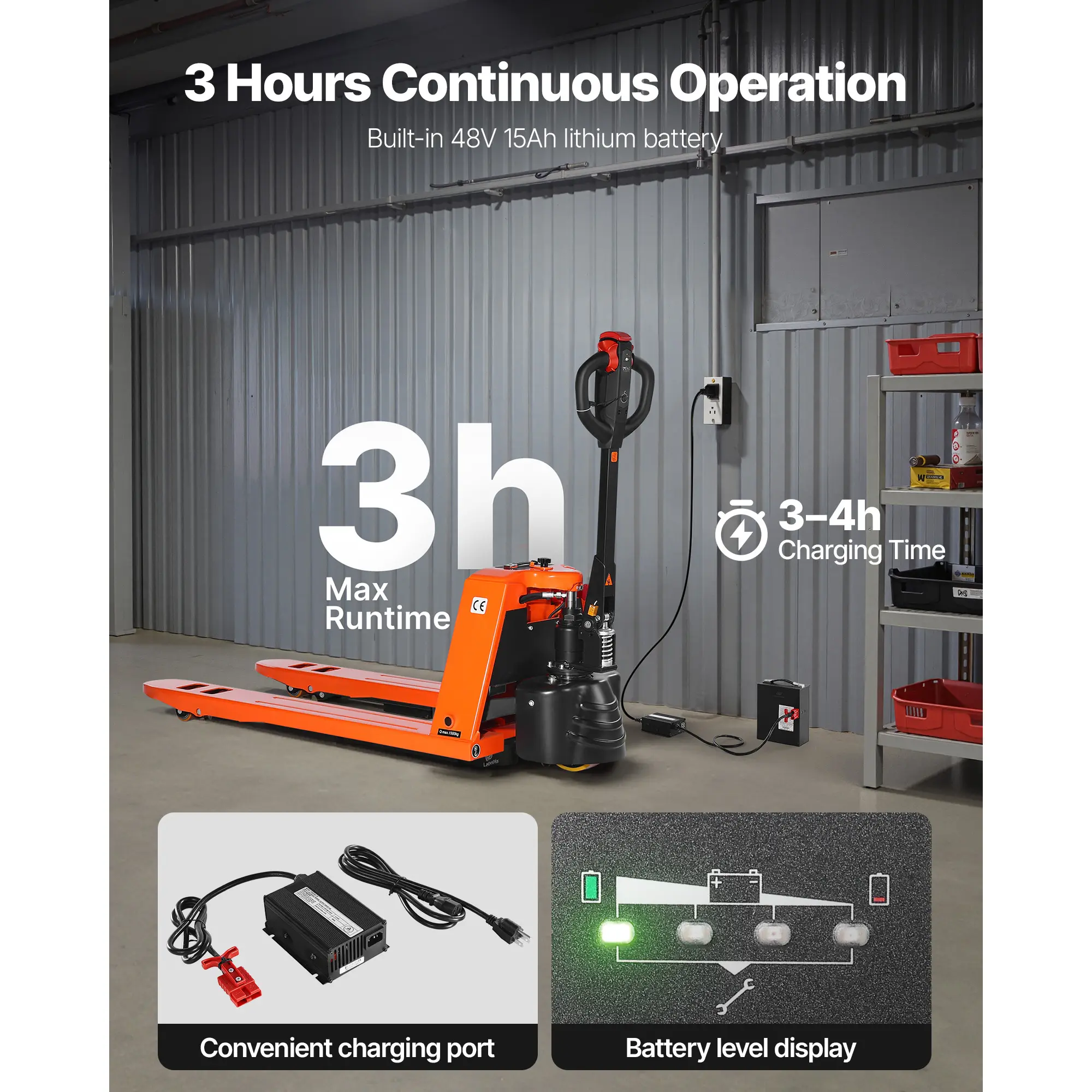 VEVOR Electric Pallet Jack 3300 lbs / 4400 lbs Pallet Jack Truck with 48L x 27W Inch Forks