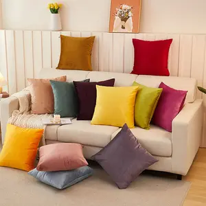 Velvet Solid Color Pillow Covers, 2 Pack, 18x18 Inches, Suitable for Sofa Bed Car Living Room, Home Decor, Christmas Gift, Home Textile, Replacement Cushion Cover