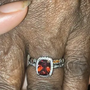 Gorgeous Garnet Decorated Ring, Fashion Accessories for Women & Girls, Trendy All-match & Exquisite Jewelry for Birthday Gift, Elegant Exaggerated Ring, Engagement Rings