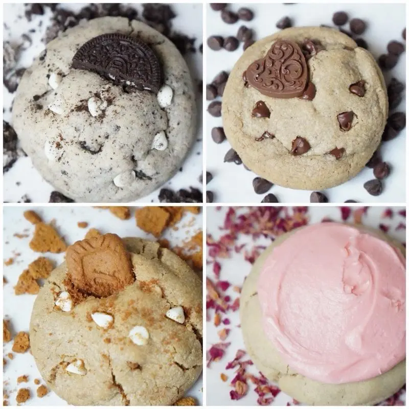 Tasteful’s Cookie Variety 4 Pack: Biscoff, Cookies & Cream, Classic Chocolate Chip, Pink Sugar - Freshly Baked Bakery-Style Cookies for Sharing