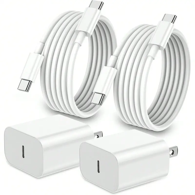 Pd20W Fast Charger + 1.8m/6ft Type C to Type C Cable, Compatible with iPhone 17/16/15, iPad, and Type C Phones, Cellphone Charger Set