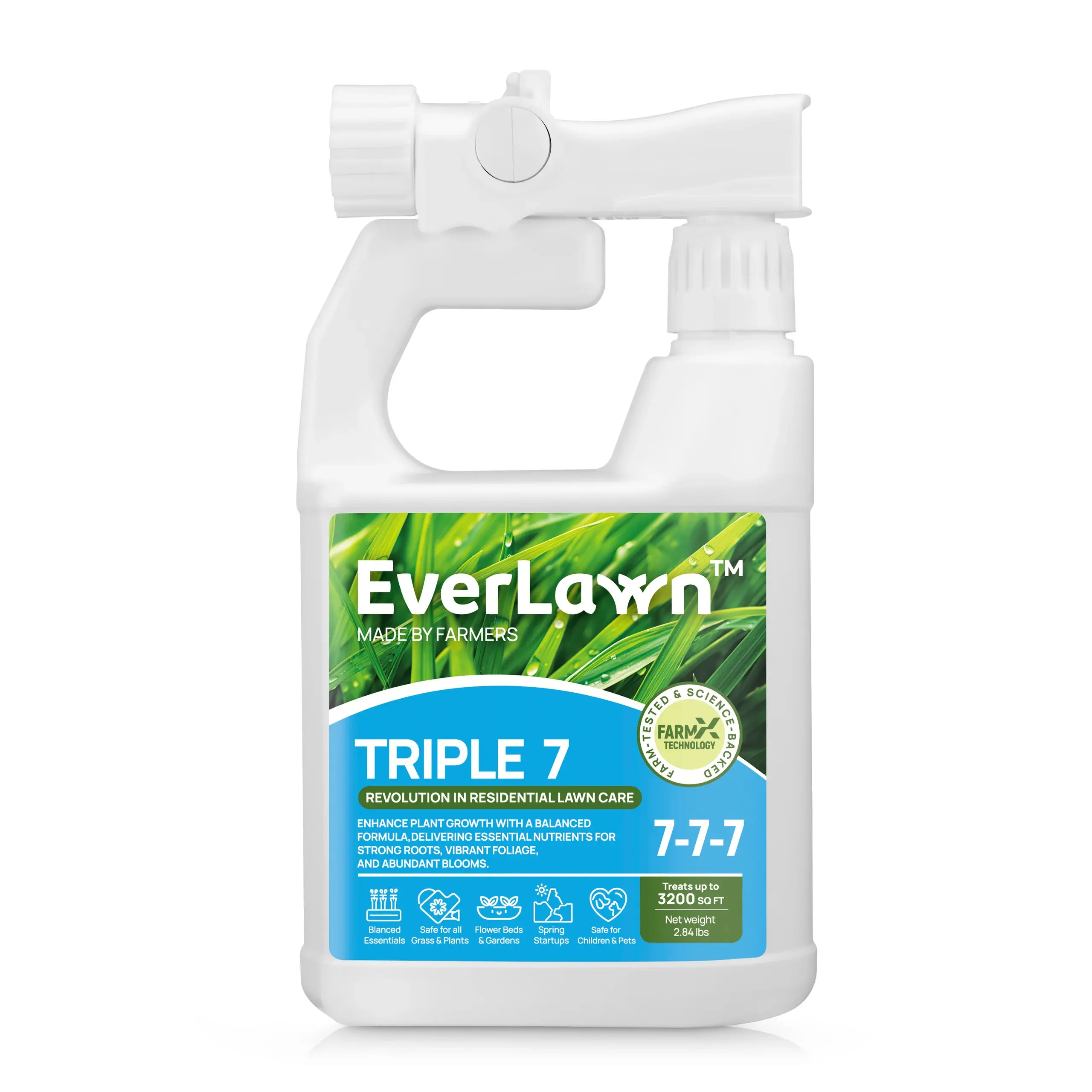 Everlawn Triple 7 Liquid Fertilizer: Balanced Growth Formula – All-Purpose Balanced Plant Food for Indoor & Outdoor Use – Fast-Acting Formula with Micronutrients – 32 oz