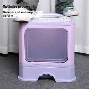 Extra Deep Cat Litter Box with Foldable Drawer – Enhanced Odor Control & Splash-Proof Design for Optimal Cleanliness and Convenience