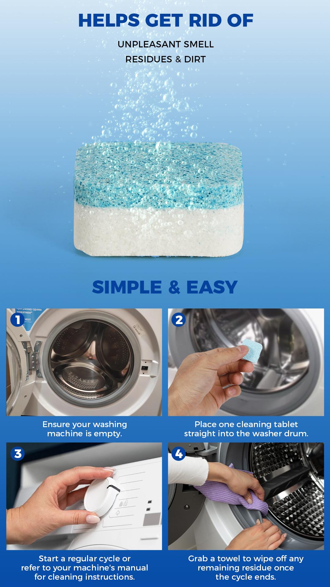 Washing Machine Cleaner Tablets 24 Pack, Deep Cleaning Descaler for Front Loader & Top Load Washer, Heavy Duty Remover for Odor, Grime & Limescale