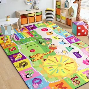 Non-Slip Toddler ABC Educational Play Rug, Animal Learning Carpet for Playroom Nursery Room Bedroom Kids Area Mat