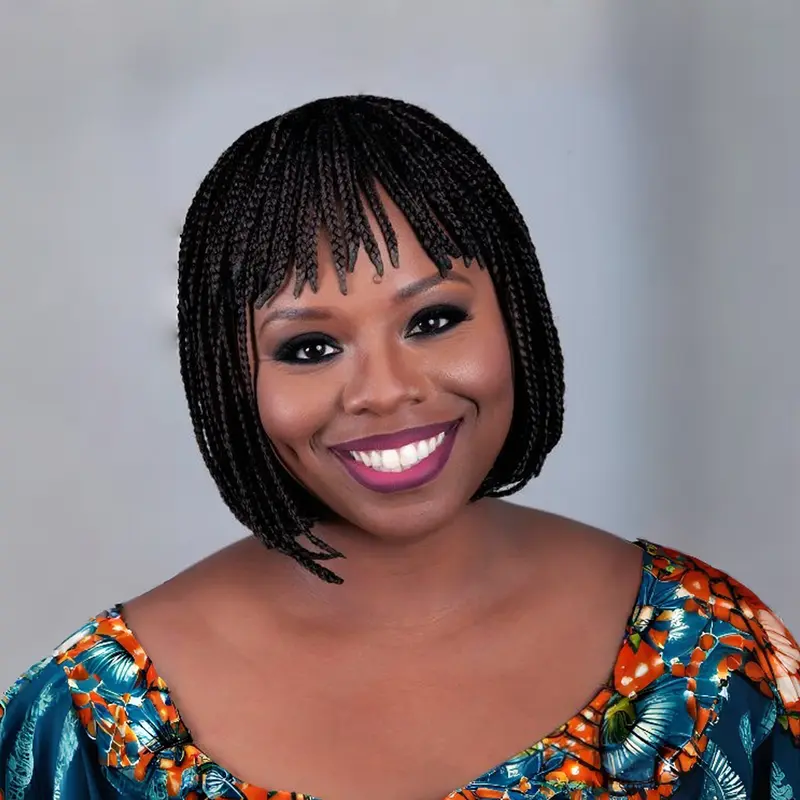 Women's Glueless Pre-Braided Synthetic Full Machine Wig - 10 Short Bob with Bangs, Heat-Resistant Fiber, Rose Net Elastic Cap, Natural Straight Cornrows, Travel-Ready, Pre Braided Wig, Synthetic Wigs