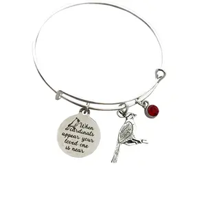 When Cardinals appear your loved one is near bracelet - Sympathy Gift Memorial Jewelry Family Loss Remembrance Adjustable Bangle Charm   Our Little Charms