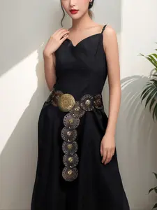 Women's Vintage Cutout Distressed Belt, Embossed Belt Buckle, Boho Style PU Waistband, Versatile Decoration Dress Accessory, Western Concho Belts, Statement Belts, All Seasons Fashion