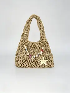 Ocean Shell Weave Satchel Bag, Includes Matching Accessories, Fashionable Women's Shoulder Bag, Perfect for Casual Use, Boho Bag